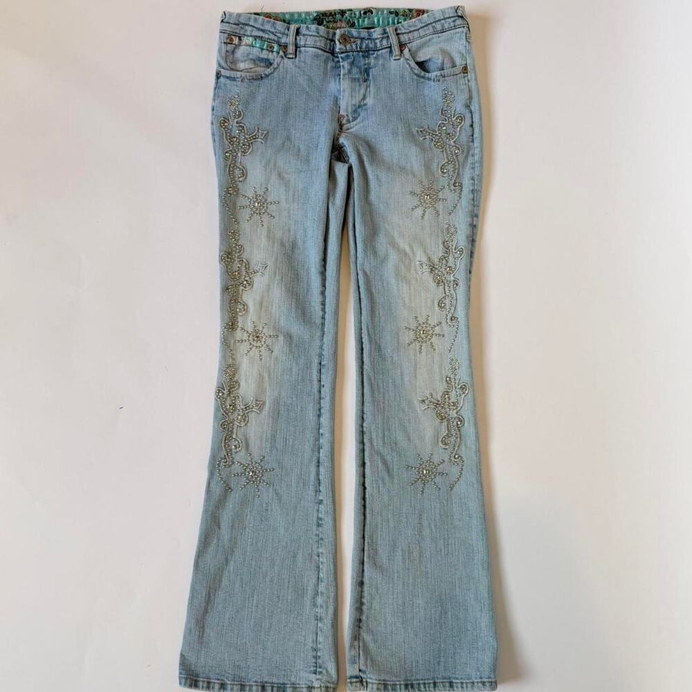 Y2K Parasuco Light Wash Embellished Denim Jeans